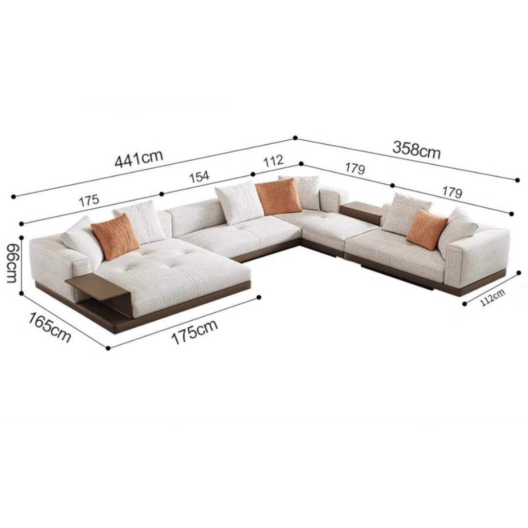 Dulce 8 Seater Fabric U-Shape Sofa