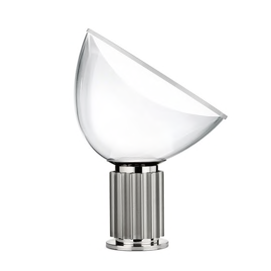 Parsons style lamp has an aluminum pedestal and a screen of transparent glass which gives the feeling that it adopts the same color as their surroundings.