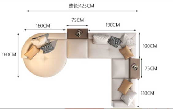 Pandora 8 Seater Fabric L-Shape Sofa
