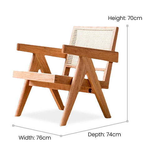 Accent chair with rattan backrest: Witness the best of cherry wood craftsmanship