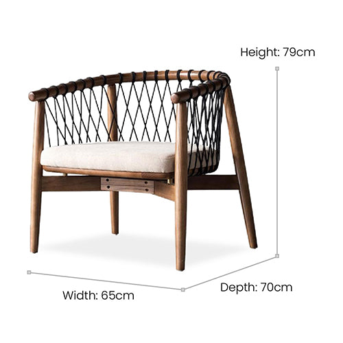 Accent chair with a woven twine design: A seat that satisfies in high comfort and simplistic beauty